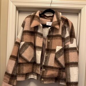 Greylin Plaid Jacket in Brown, Cream, and White